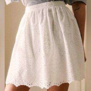 Sezane White Eyelet Mini Skirt - Size 34